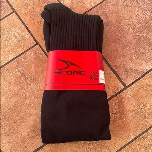 Black Athletic Crew Socks with Ribbed Texture